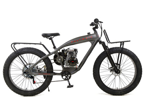 PHATMOTO™ ALL TERRAIN Fat Tire 2023 - 79cc Motorized Bicycle 7-Speed (Matte Graphite) - Gasbike.net