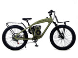 PHATMOTO™ ALL TERRAIN Fat Tire 2023 - 79cc Motorized Bicycle 7-Speed (Matte Army Green) - Gasbike.net