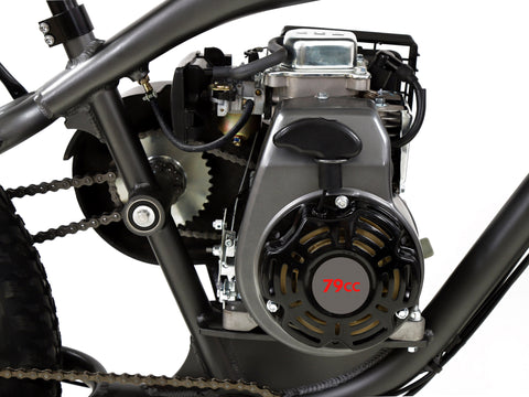 PHATMOTO™ ALL TERRAIN Fat Tire 2023 - 79cc Motorized Bicycle 7-Speed (Matte Graphite) - Gasbike.net