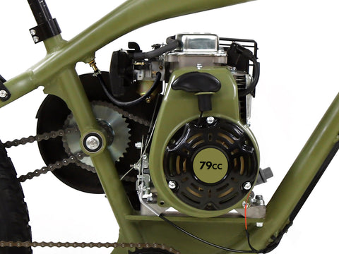 PHATMOTO™ ALL TERRAIN Fat Tire 2021 - 79cc Motorized Bicycle with Hilliard Clutch (Matte Army Green) - Gasbike.net