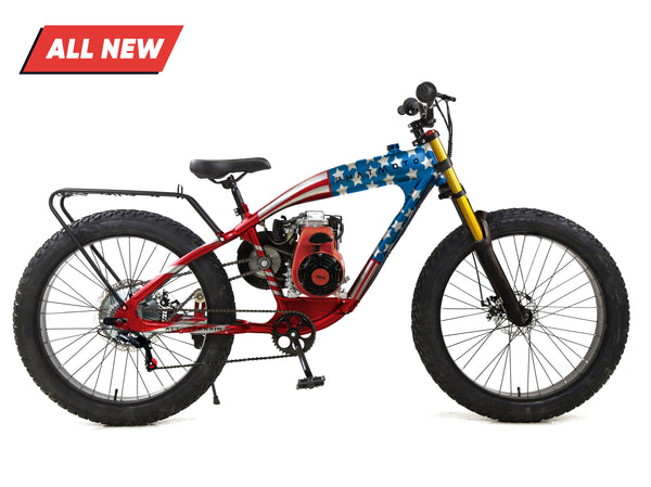 Gas powered deals fat tire bike