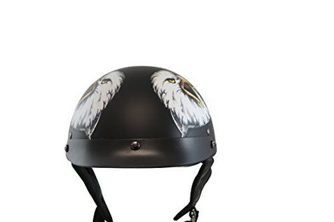 VCAN V531 Cruiser Patriotic Eagle Graphics Half Helmet (Flat Black, Large) - Gasbike.net