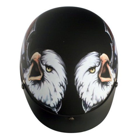 VCAN V531 Cruiser Patriotic Eagle Graphics Half Helmet (Flat Black, Large) - Gasbike.net