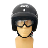 Motorcycle 3/4 Open Face Helmet Snap On Visor Street Cafe Racer D O T - Glossy Black (Large) with Goggles - Gasbike.net