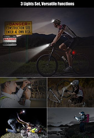 Hoicmoic USB Rechargeable Bike Lights, Bright Waterproof LED Bicycle Front and Rear Lights for Kids Men Women Safe Cycling, 1 Headlight, 1 Red Taillight and 1 White Bicycle Light for Versatile Usages - Gasbike.net