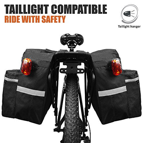 BV Bike Bag Bicycle Panniers with Adjustable Hooks, Carrying Handle, 3M Reflective Trim and Large Pockets - Gasbike.net