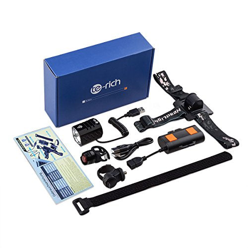 TEUMI Bike Lights 1200 Lumen Set - Super Bright USB Rechargeable Front & Back Cycling Lights