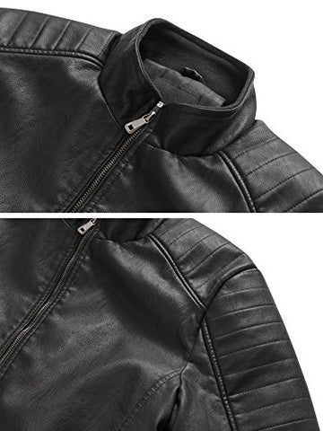 Wantdo Men's Vintage Stand Collar Motorcycle Leather Jacket - Gasbike.net