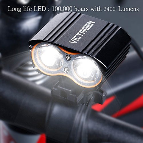 Victagen Bike Front Light,Super Bright Waterproof Bicycle Headlight,USB Rechargeable 2400 Lumens Road Bike Headlamp With Tail Light,Easy To Install LED Flashlight for Cycling,Commuting,Riding - Gasbike.net