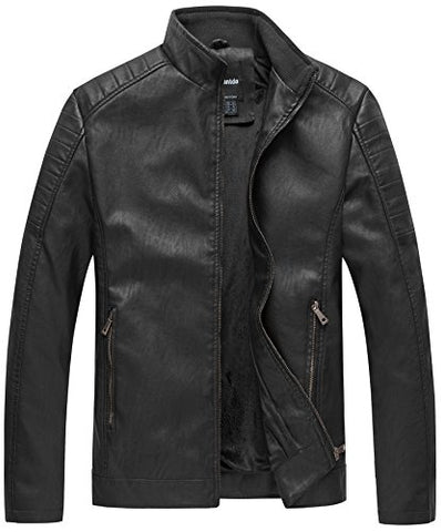 Wantdo Men's Vintage Stand Collar Motorcycle Leather Jacket - Gasbike.net