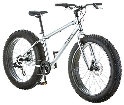 Mongoose Beach Cruiser Mongoose Men's Malus Fat Tire Bike, Silver 26”