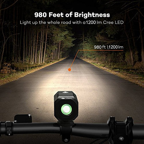 Super Bright Bike Light USB Rechargeable, Te-Rich 1200 Lumens Waterproof Road / Mountain Bicycle Headlight and LED Taillight Set with 4400 mAh Battery - Gasbike.net