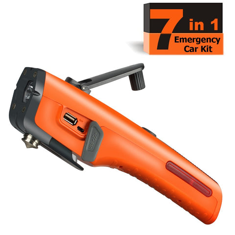 Emergency Tool Kit with LED Flashlight & USB Charger 7-in-1 Rescue Too