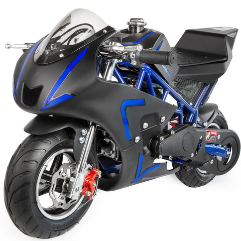 XtremepowerUS 40CC 4-Stroke Gas Power Mini Pocket Motorcycle Ride-on, Blue/Black, EPA Certificated - Gasbike.net