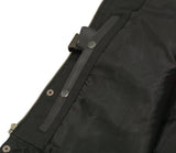 Mens Leather Club Style Vest W/ Concealed Gun Pockets, Cowhide Leather Biker Vest, Single Panel Back (Black, L) - Gasbike.net