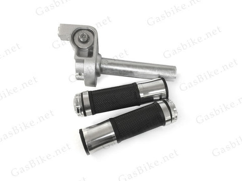 Aluminum Throttle Handle Set - Silver - Gasbike.net