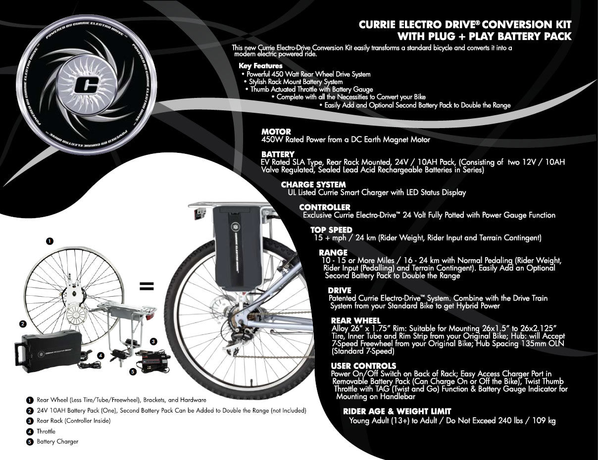 magnetmotor fahrrad kaufen Currie Electro Drive Electric Bike Conversion Kit
