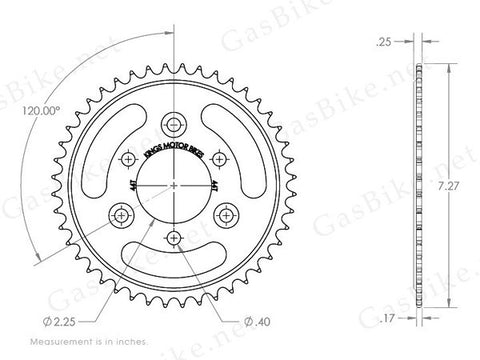 44 Tooth Steel Sprocket & Adapter Assembly - Gasbike.net