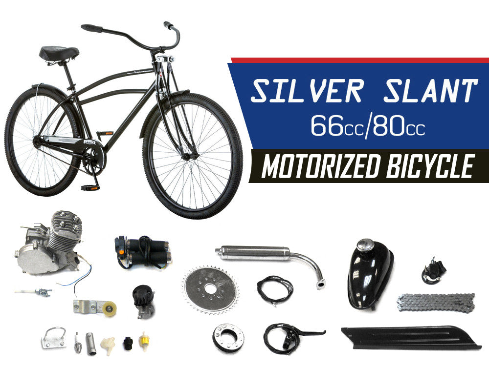 Silver Slant 66cc/80cc Motorized Bicycle