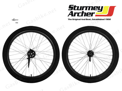 Double Wall 12 Gauge Aluminum Wheels Set With Sturmey Archer X-FD (Black) 80CC G - Gasbike.net